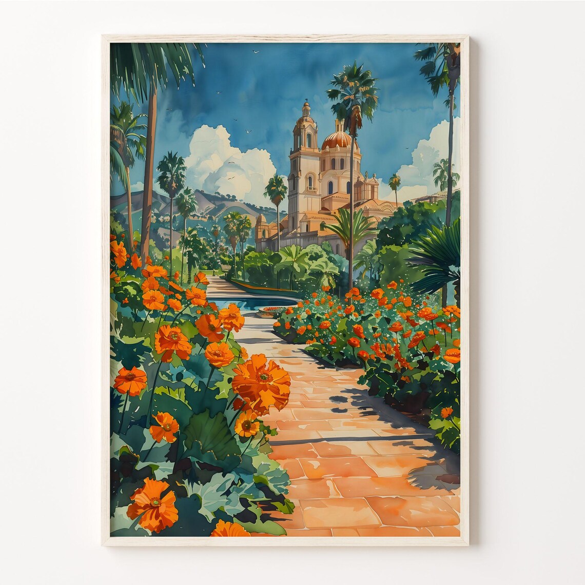 Balboa Park San Diego Watercolor Travel Poster