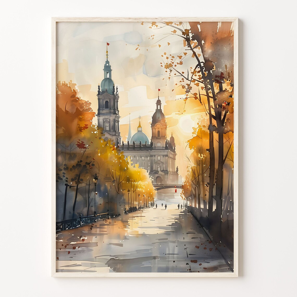 Berlin Watercolor Painting Travel Poster, Germany