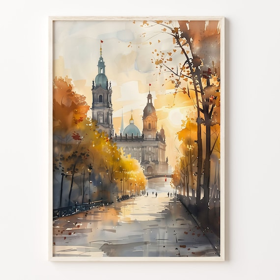 Berlin Watercolor Painting Travel Poster, Germany
