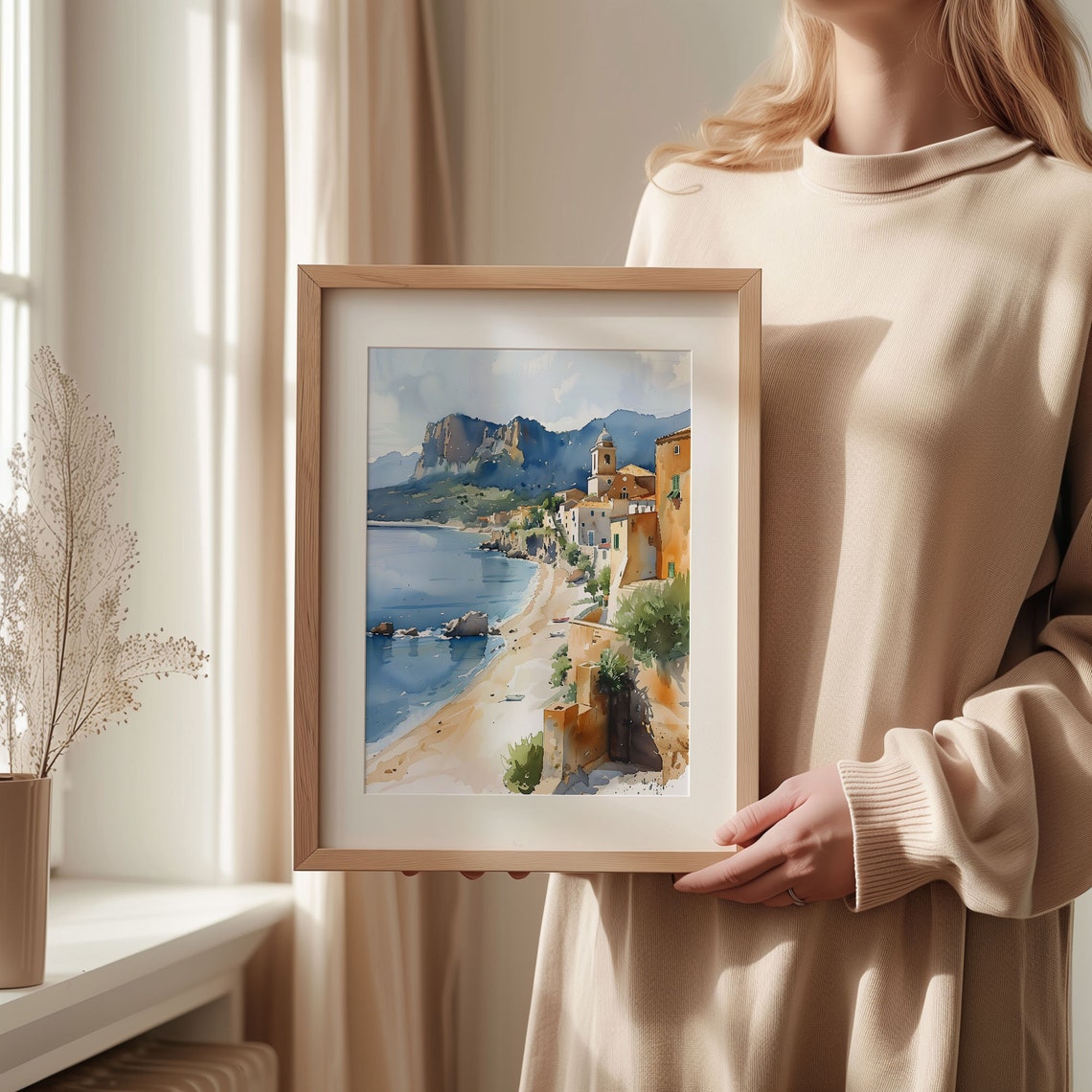 Sardinia Watercolor Painting Sardinia Travel Poster Italy Wall Art Sardinia Print Italy Home Dcor Watercolor Art C30 420 - Image 2