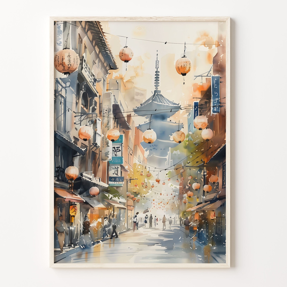 Tokyo Watercolor Travel Poster, Japan Art Print
