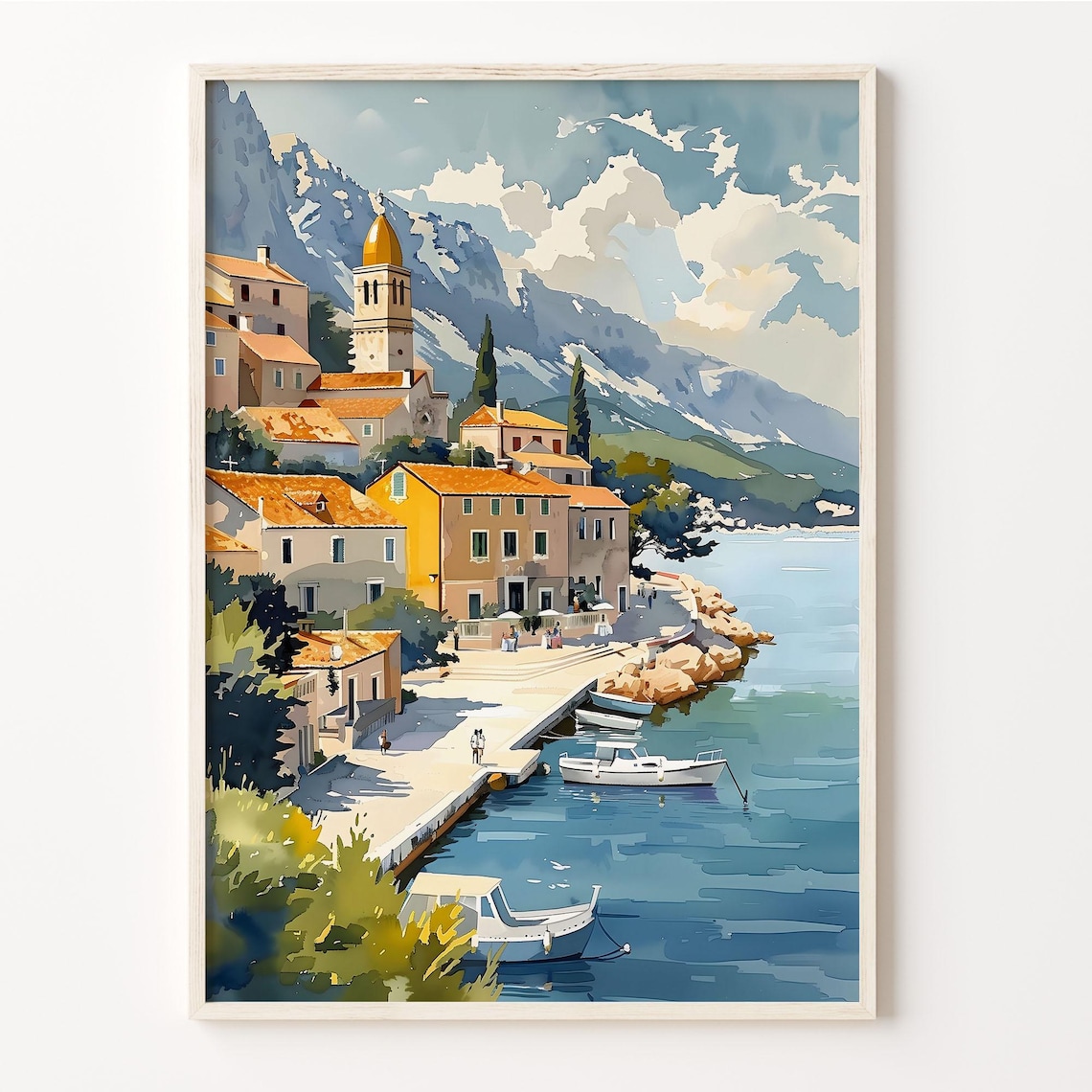 Makarska Watercolor Painting Croatia Travel Poster
