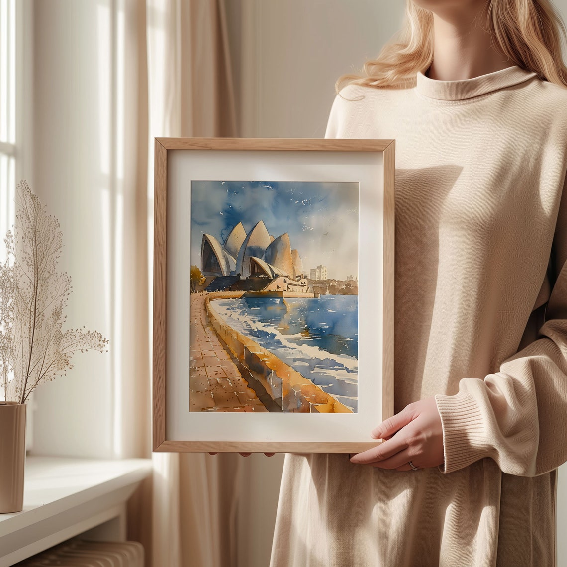 Sydney Opera House Australia Harbour Sunset Watercolor Poster - Image 2