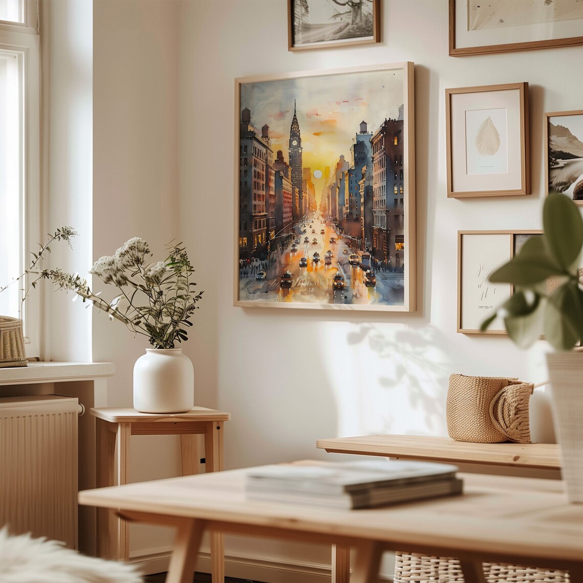 New York Skyline Watercolor Travel Poster, NYC Cityscape - Image 3