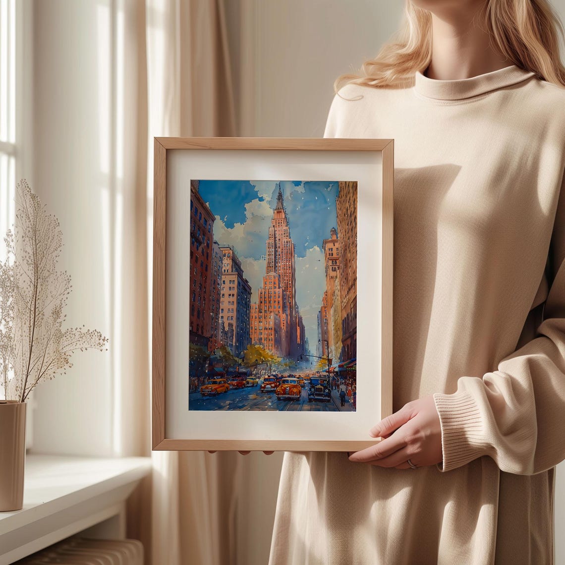 Christmas In New York Watercolor Painting Rockefeller Plaza Poster Wall Art New York City Print Home Decor Gifts C30 681 - Image 2