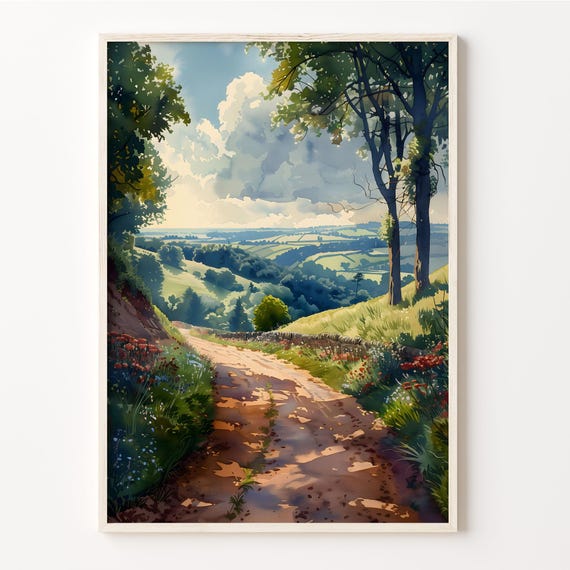 Lincolnshire Wolds Watercolor Painting Wall Art Poster Print Home Decor Gift For Art Lovers Wall Hanging C30 633