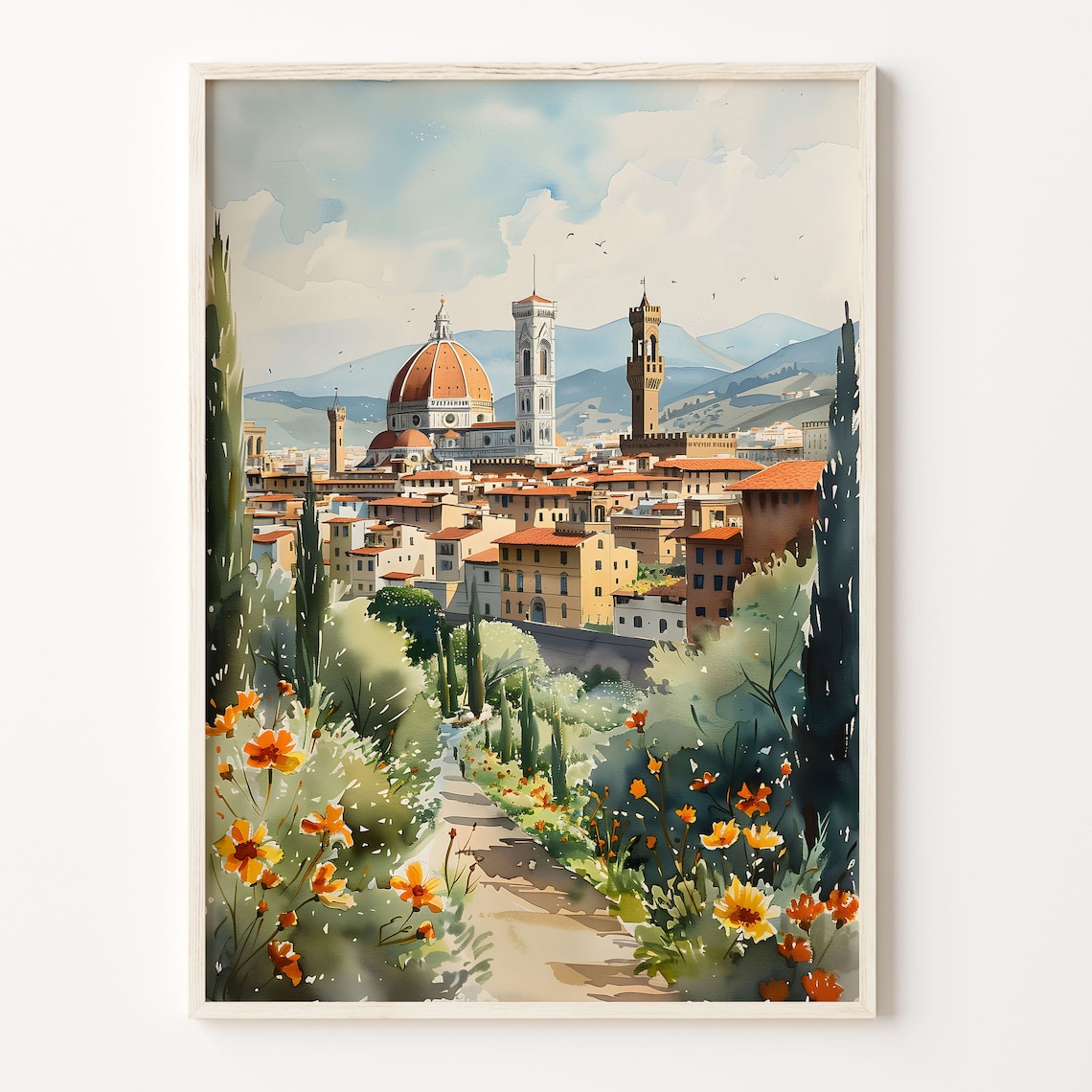 Florence Watercolor Painting Italy Travel Poster
