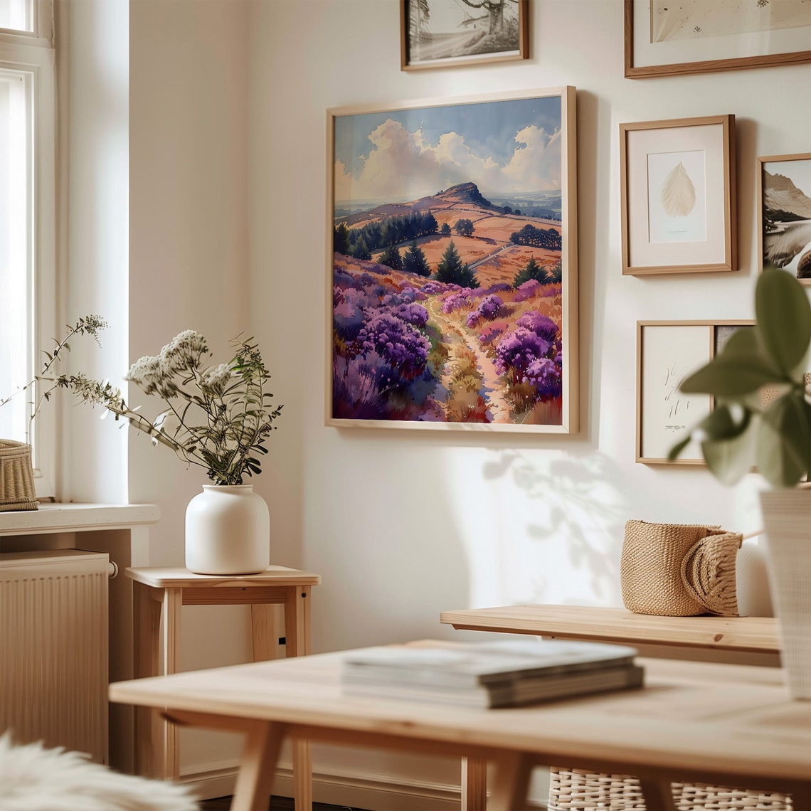 Roseberry Topping North York Moors Heather Watercolor Poster - Image 3