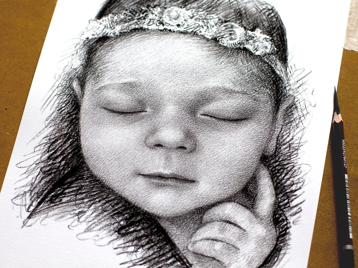 Newborn Baby Girl I Am a Child of God Custom Sketch Art Print - Image 5