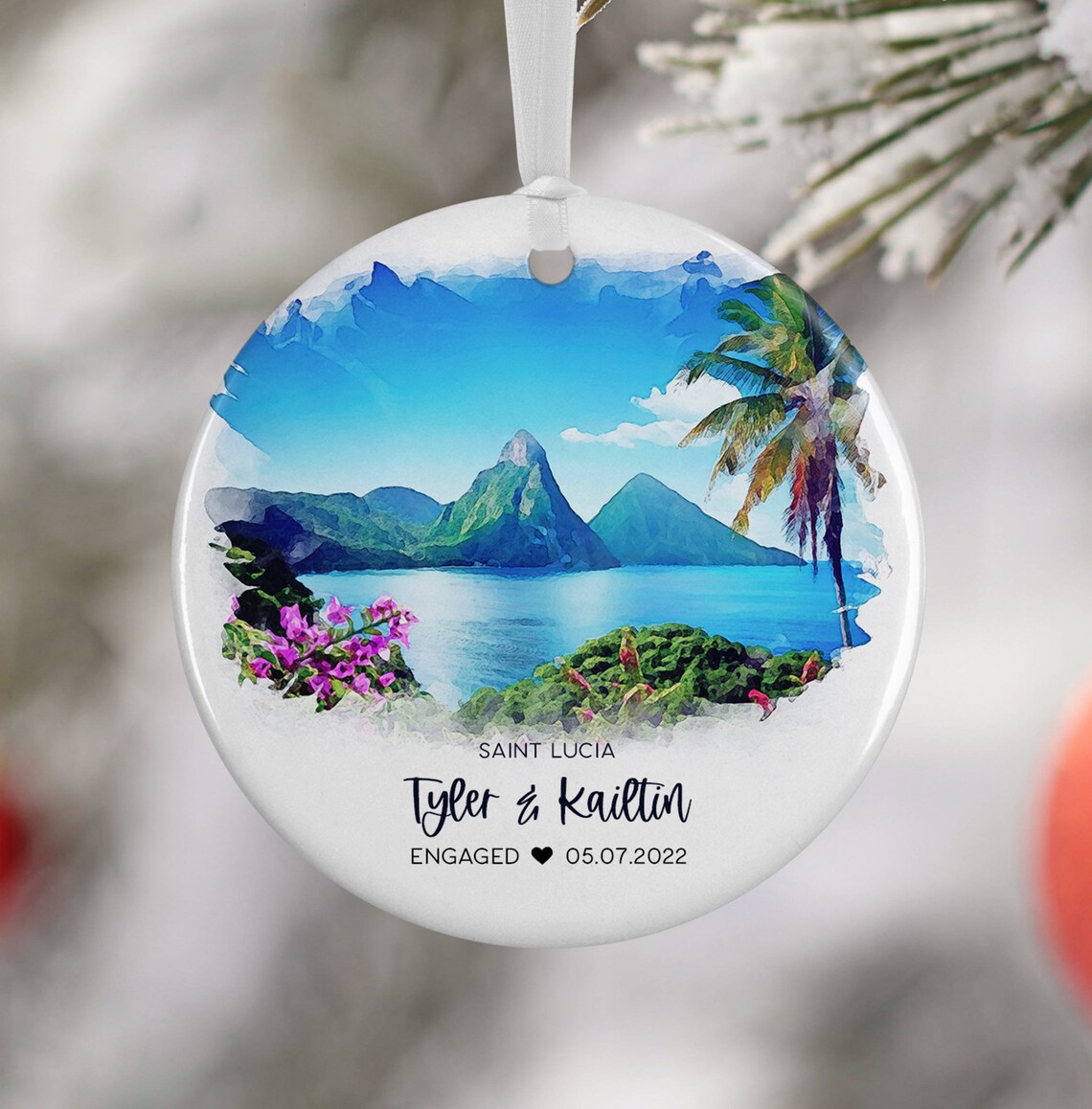 St Lucia Engagement Ornament, Personalized Keepsake