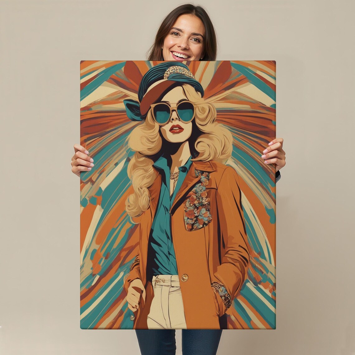 Retro Glam Woman Sunglasses 70s Style Bold Vibrant Pop Art Poster - Image 4