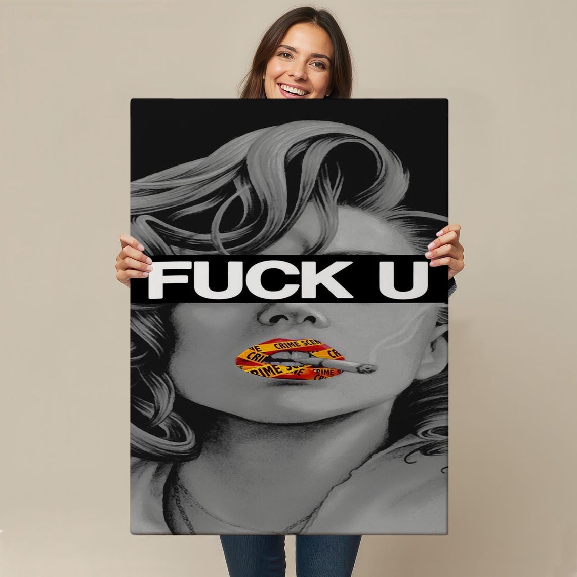 Defiant Pop Art Woman Portrait Bold Statement Black White Wall Art - Image 4