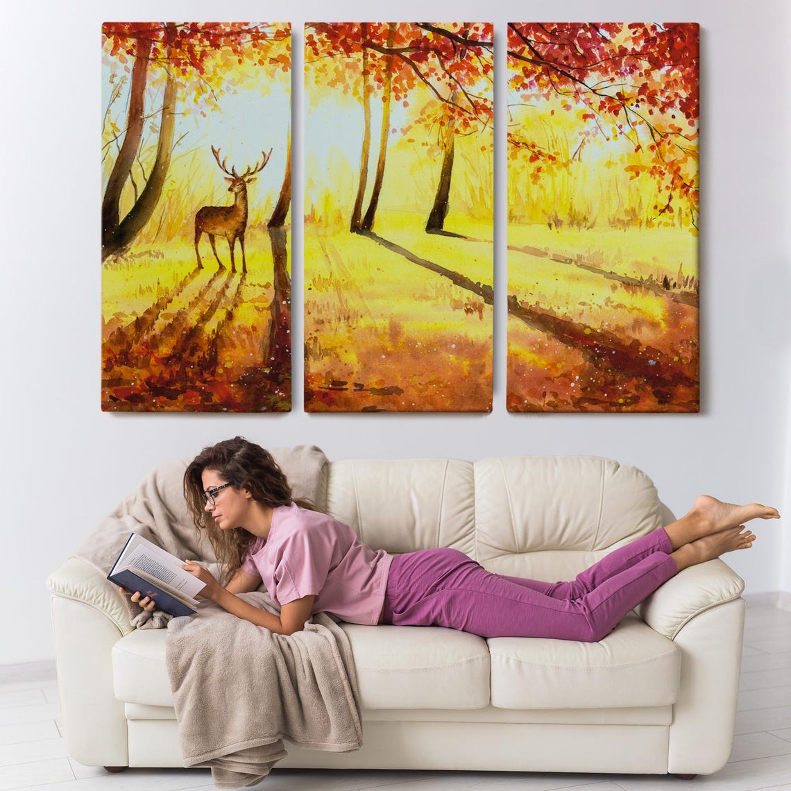 Graceful Deer Golden Autumn Forest Sunlight Sparkling Nature Poster - Image 3