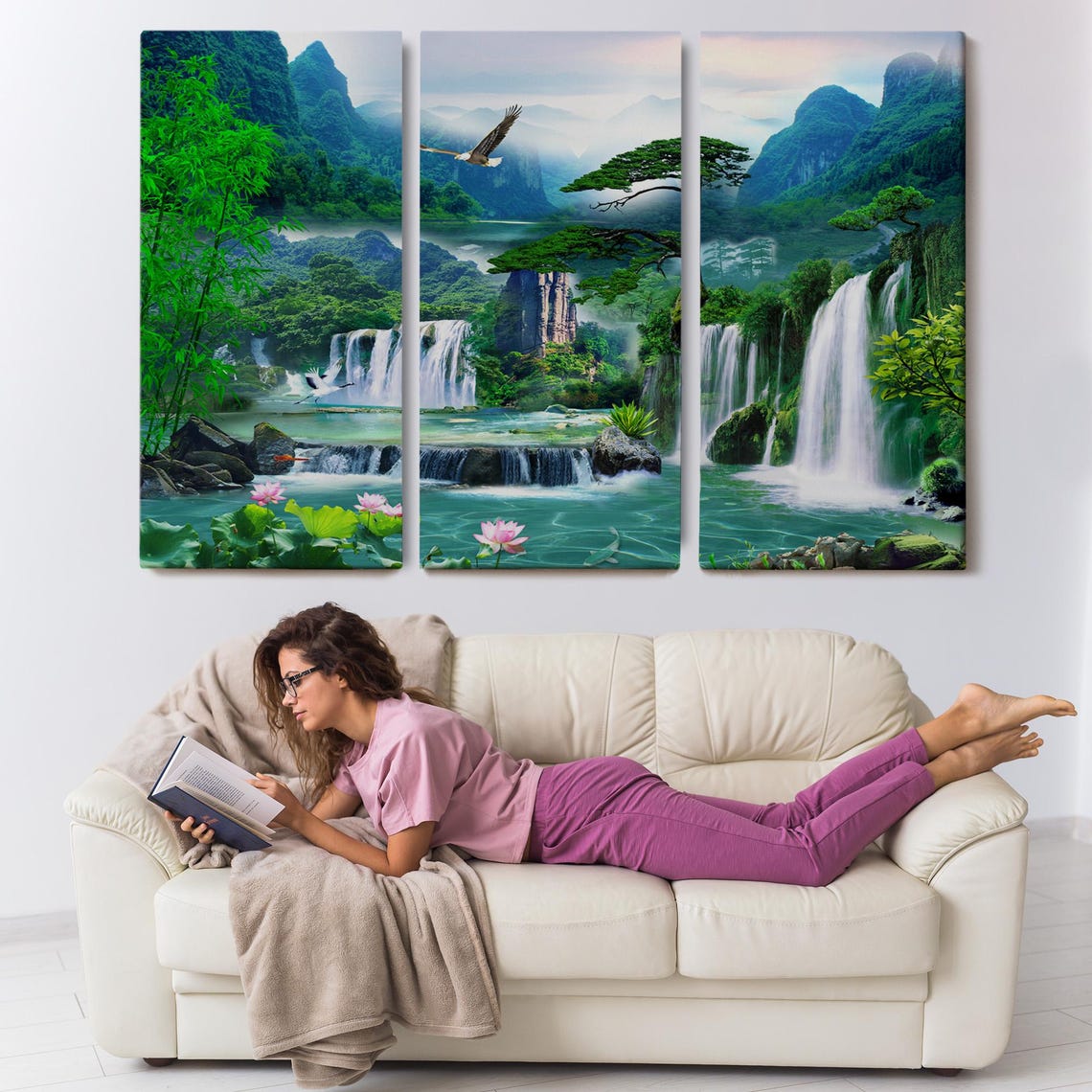 Waterfall View Art Print, Nature Decor - Image 3