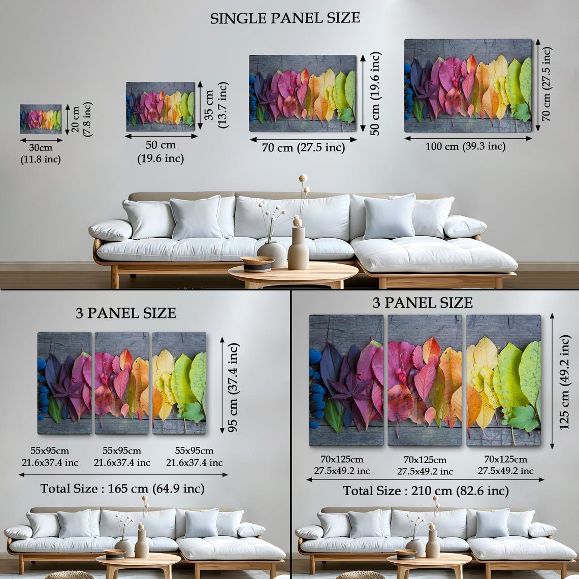 Rainbow Autumn Leaves Row Rustic Wood Colorful Botanical Photo Print - Image 4
