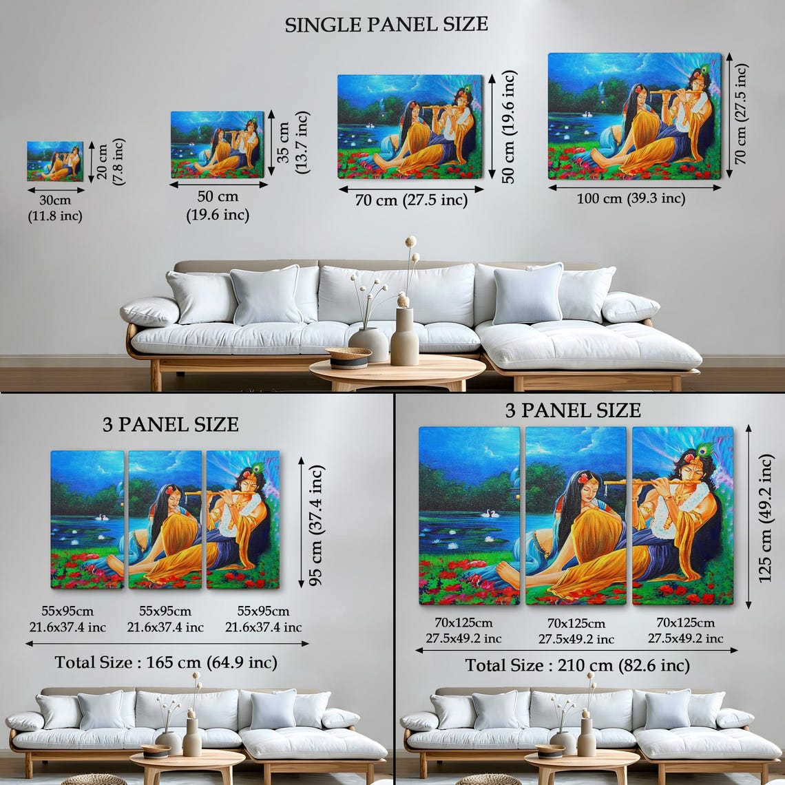 Radha Krishna By Lotus Lake Moonlit Night Indian Divine Love Poster - Image 4