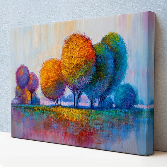Colorful Trees Oil Painting Style Decorative Wall Art Housewarming Gifts Abstract Modern Wall Decor Abstract Print