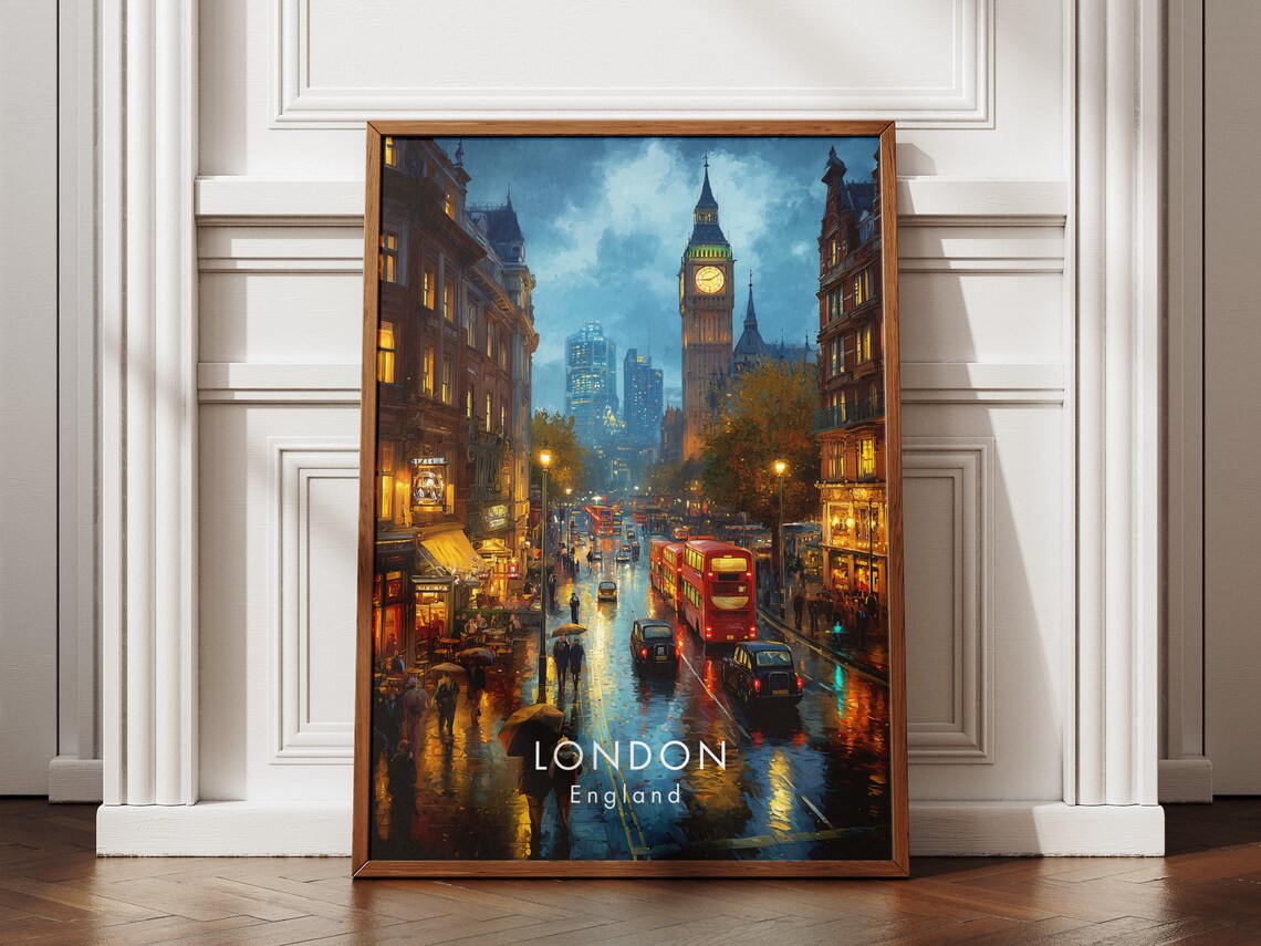 London Travel Poster, Historic City Streets Art Print