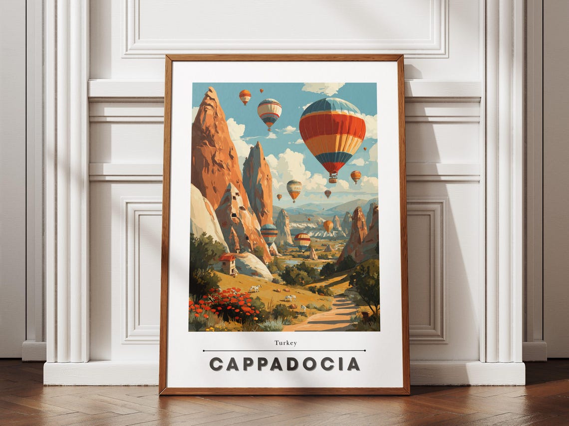 Cappadocia Turkey Hot Air Balloons Fairy Chimneys Travel Poster