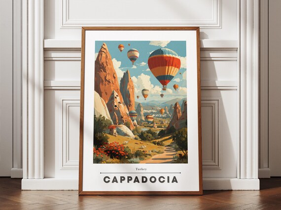 Cappadocia Turkey Hot Air Balloons Fairy Chimneys Travel Poster