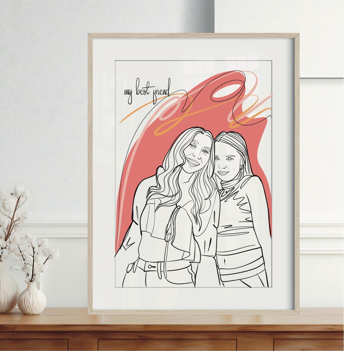 Family Line Portrait From Two Combined Photos Custom Art Poster - Image 2
