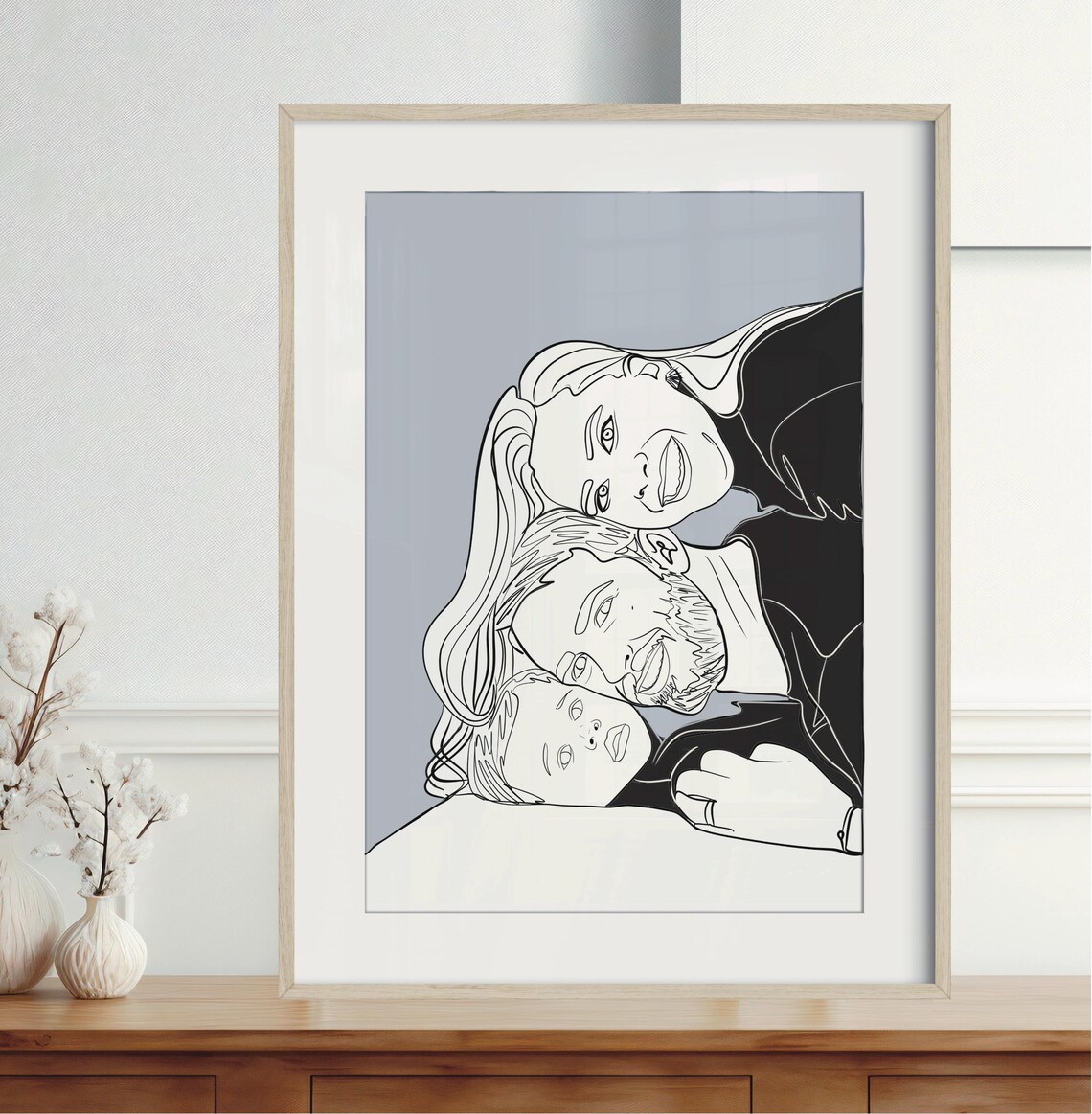 Merged Photos Family Plus Grandfather Custom Line Art Poster - Image 4