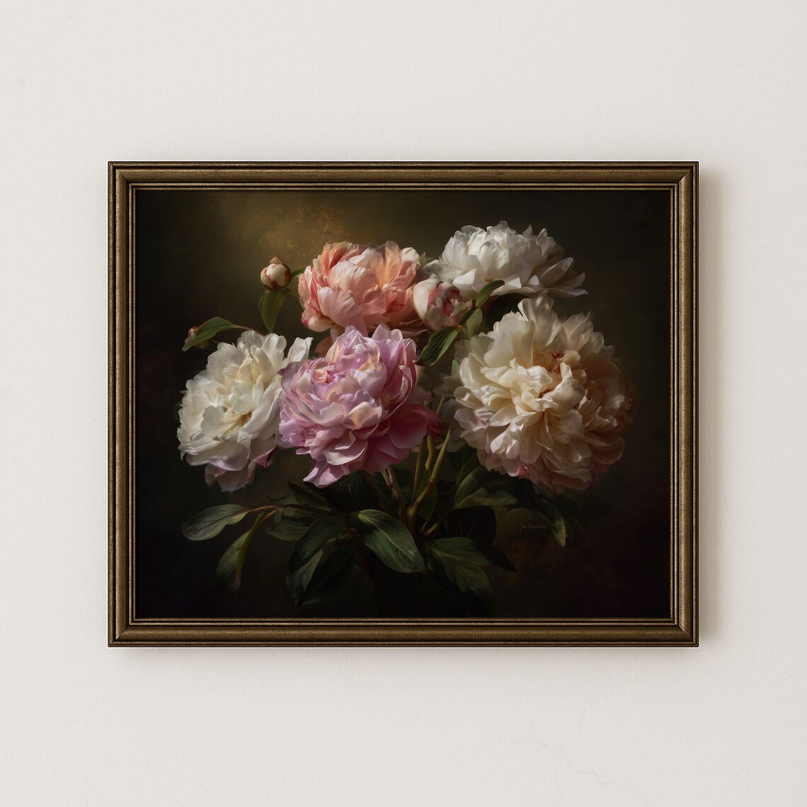 Vintage Peony Flower Print, Antique Floral Still Life