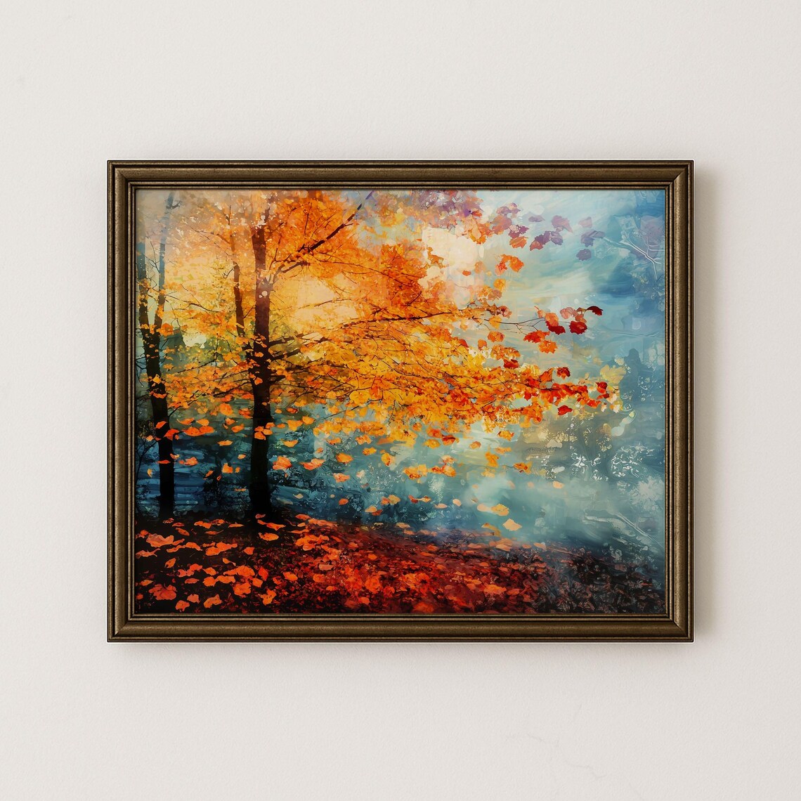Abstract Autumn Landscape Print Vintage Fall Decor H101