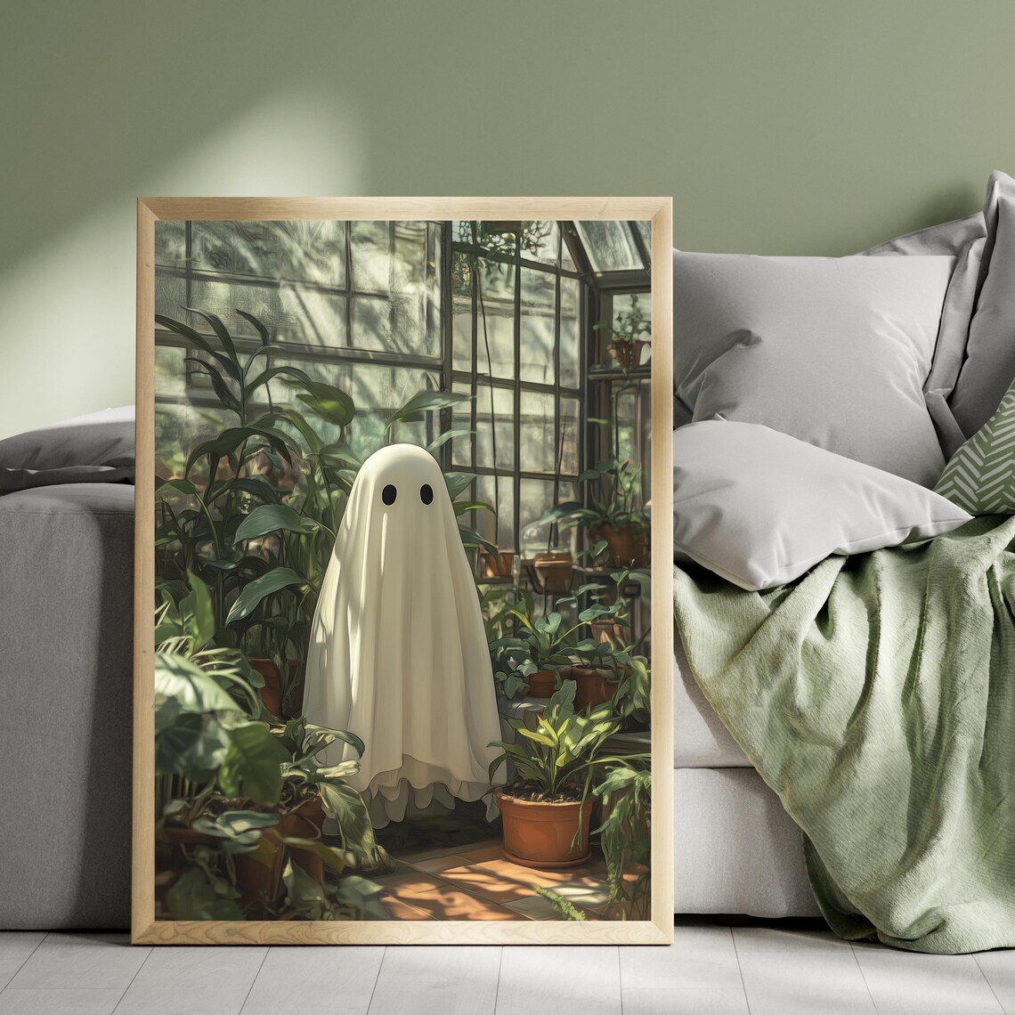 Ghost In Heathouse Moody Plants Halloween Art Print - Image 2