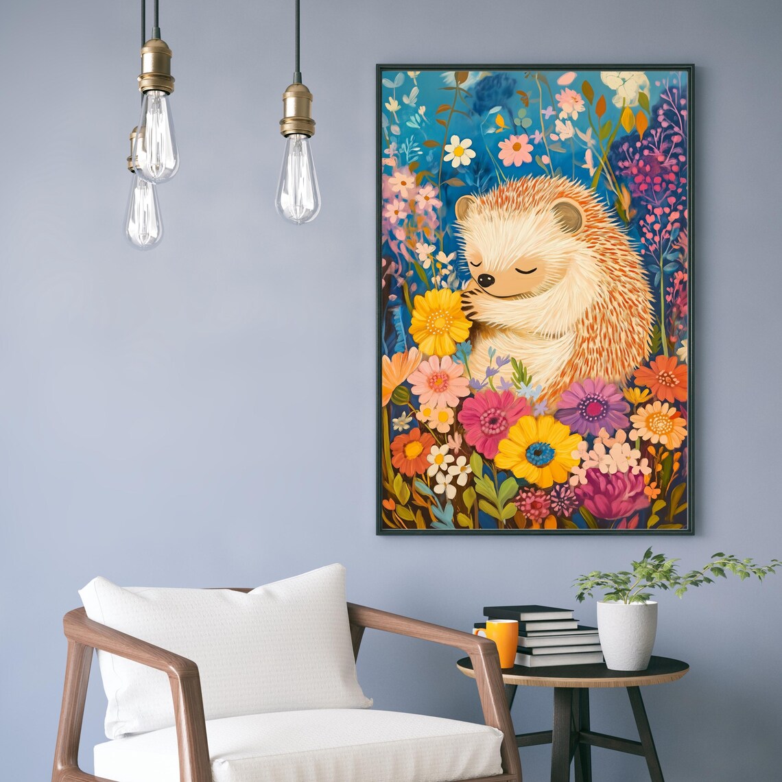 Sweet Sleeping Hedgehog In A Colorful Wildflower Meadow Poster - Image 3