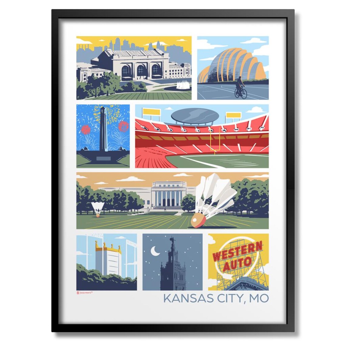Landmarks of Kansas City Travel Poster