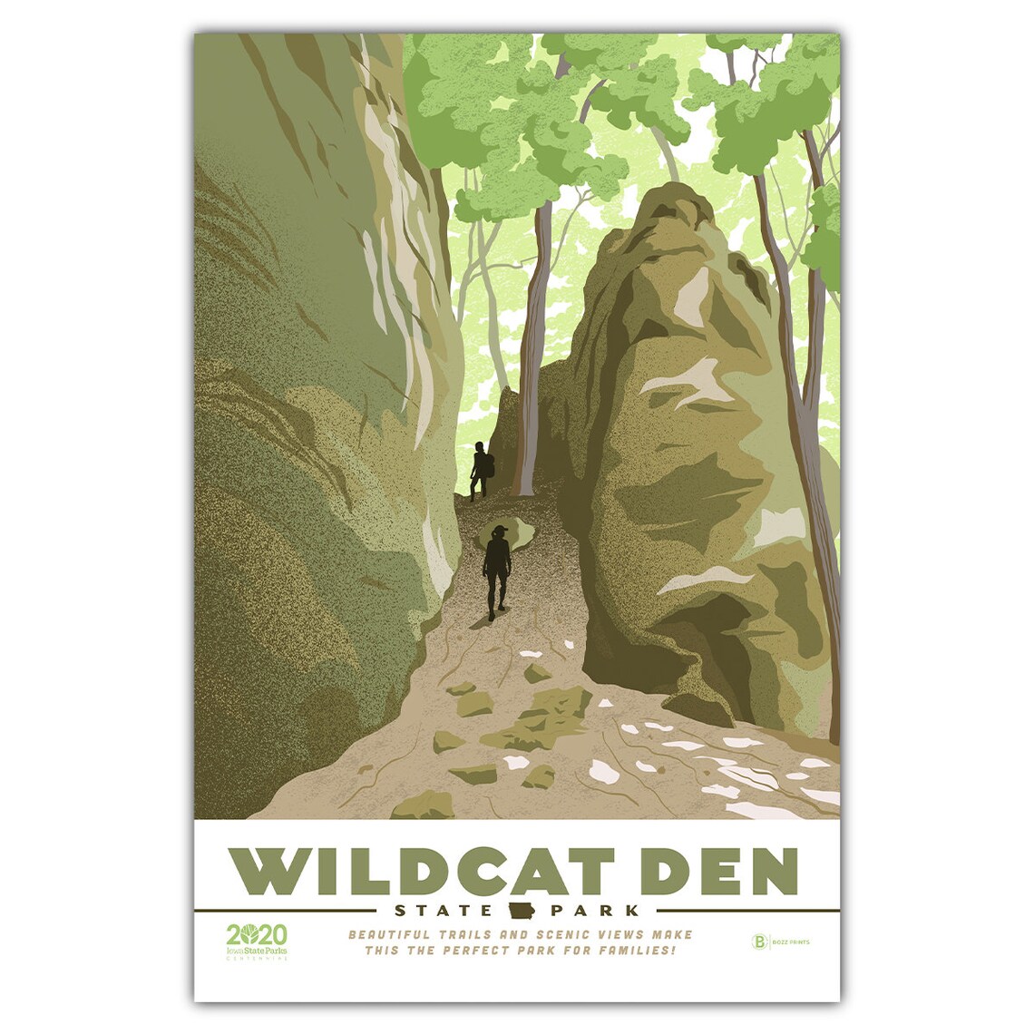 Wildcat Den State Park Travel Poster, Rustic Landmark