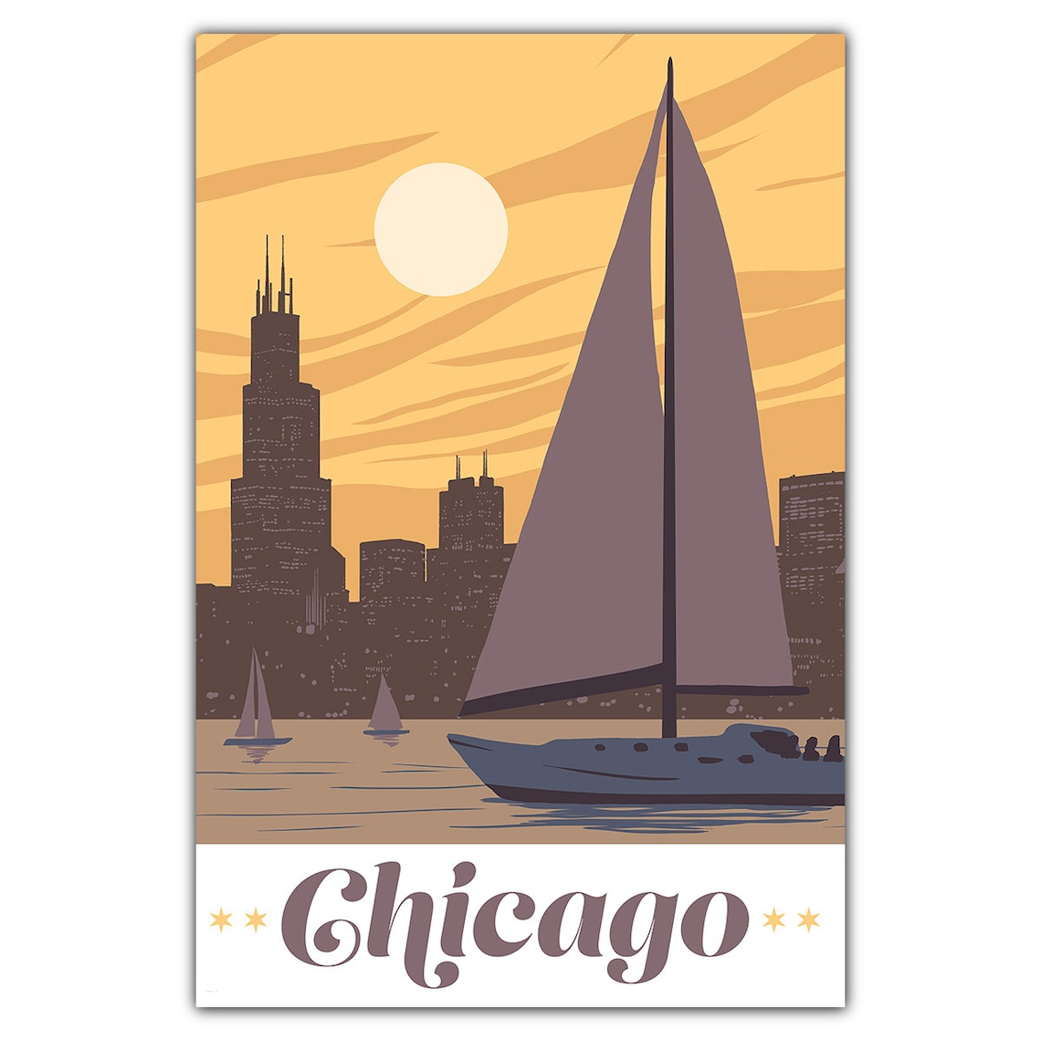 Sail Chicago Postcard Travel Poster