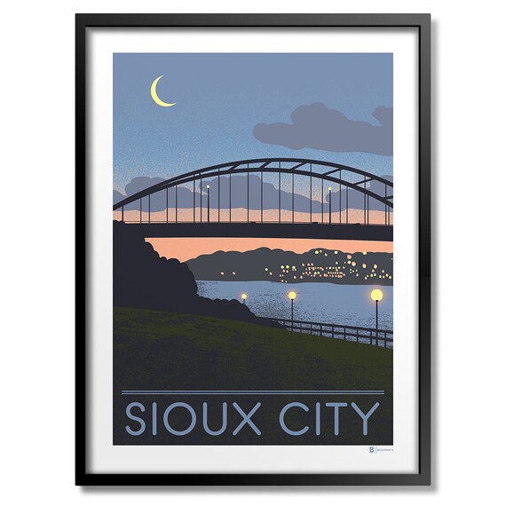 Sioux City Bridge Sunset Travel Poster