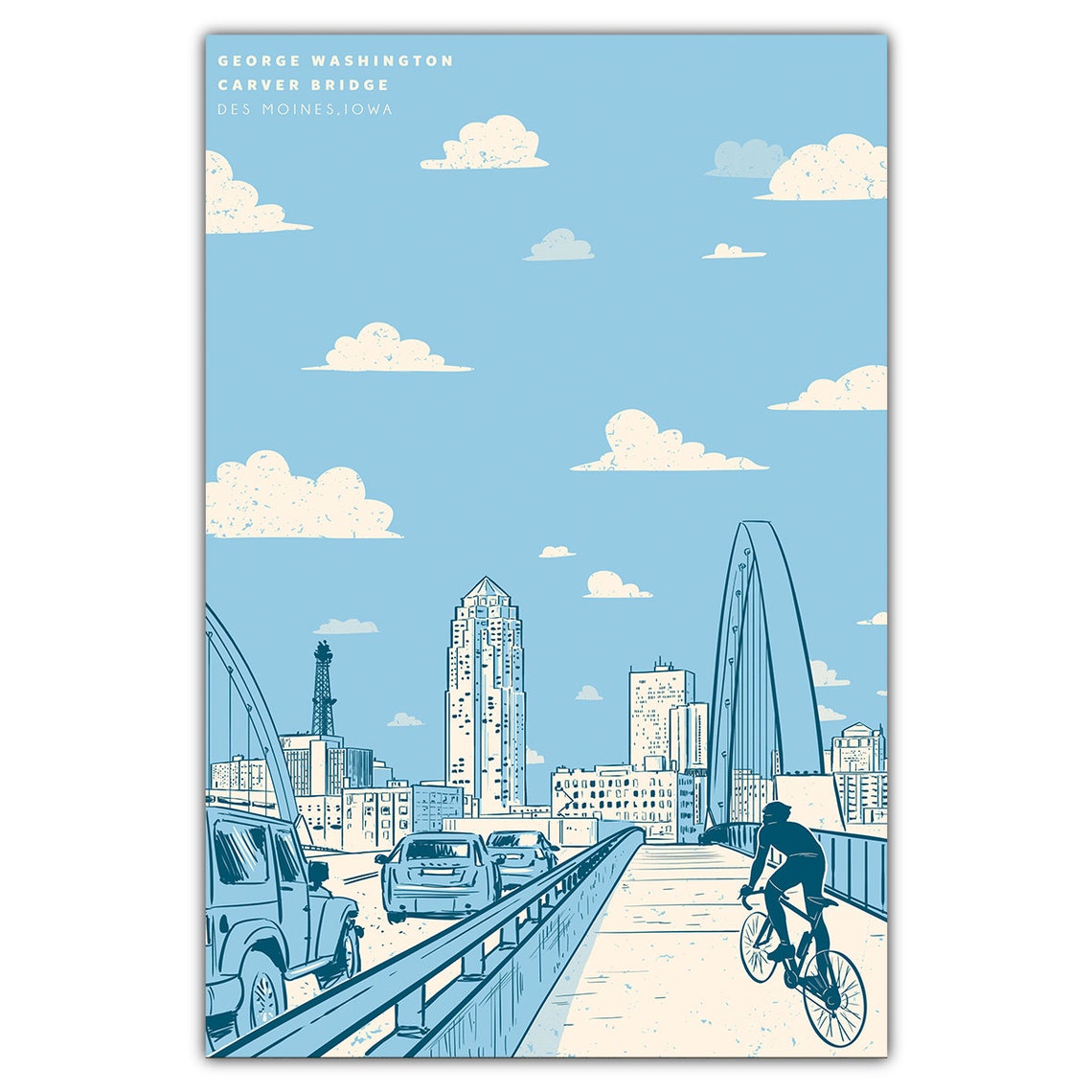 George Washington Carver Bridge Des Moines Iowa Cycling Poster