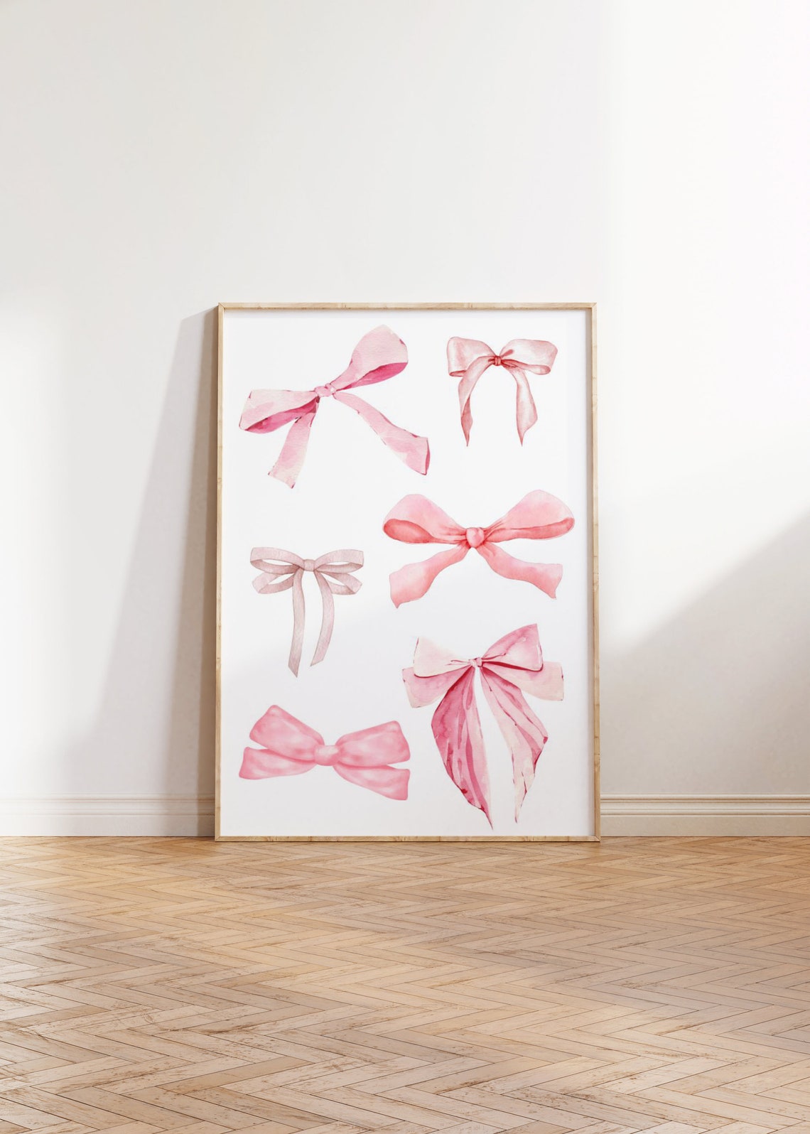 Pink Watercolor Bow Collage Preppy Cute Coquette Girly Wall Art