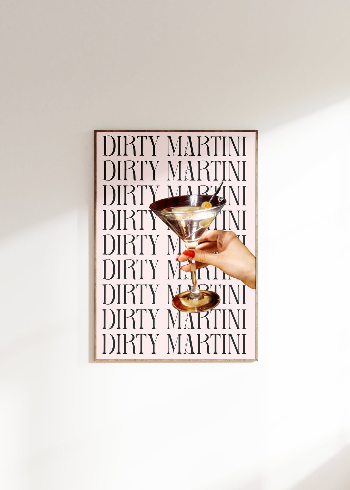 Dirty Martini Typography Quote Chic Girly Cocktail Bar Wall Art - Image 2