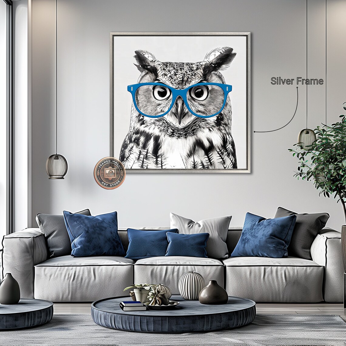 Owl With Glasses, Whimsical Animal Poster Print - Image 3