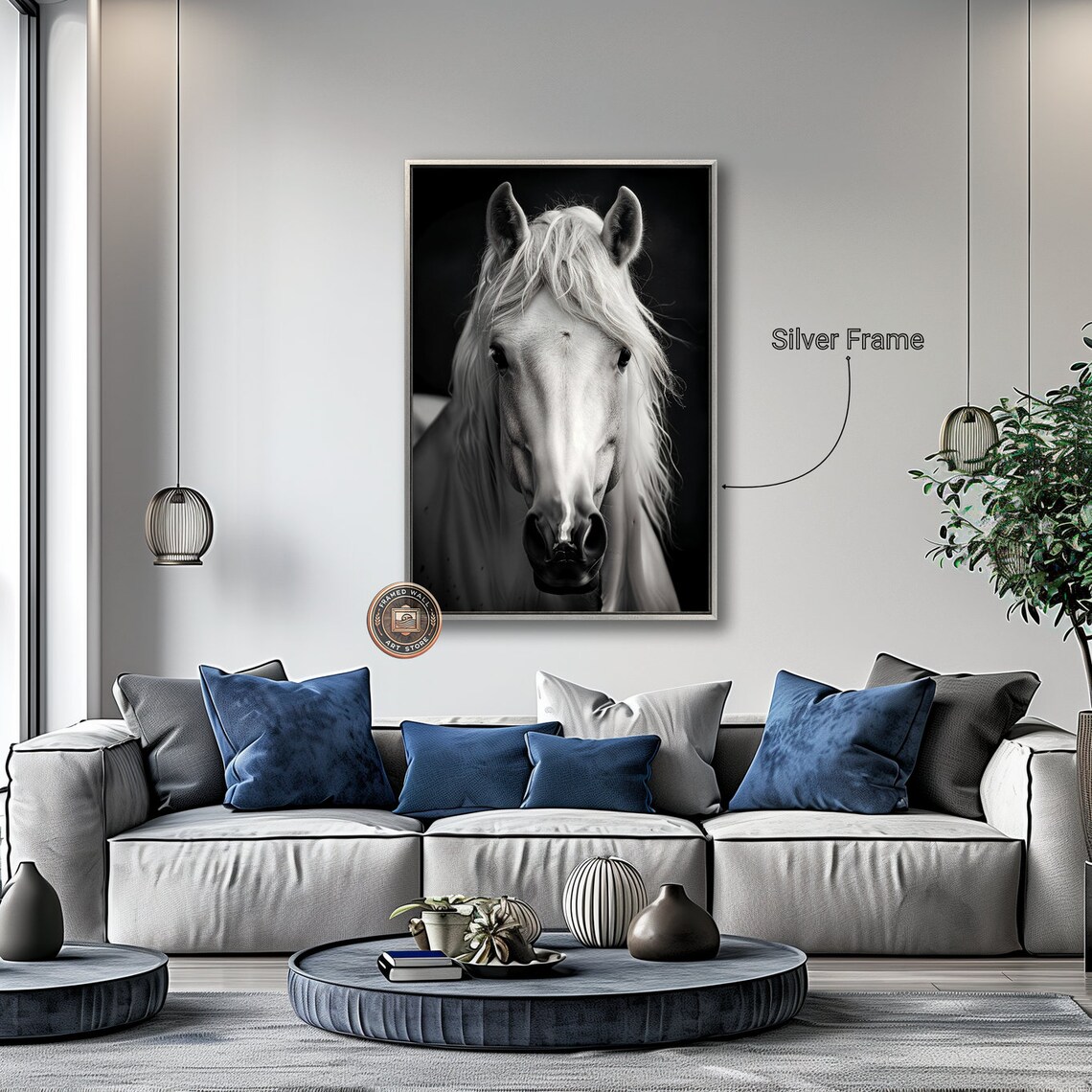Black And White Horse Face Front Portrait Equine Photography Poster - Image 5