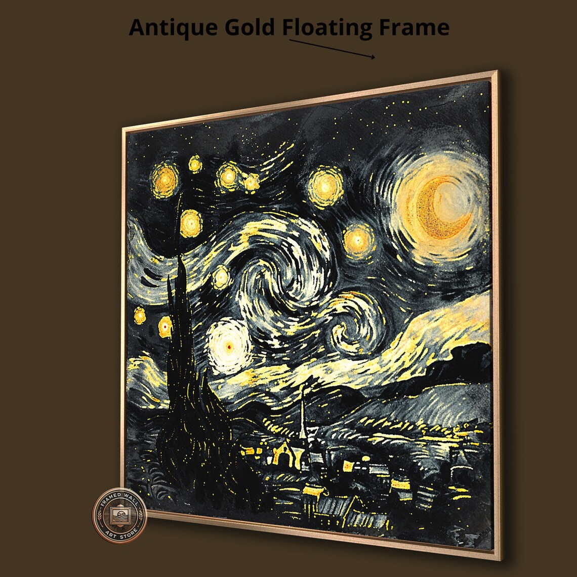 Starry Night Swirling Sky Crescent Moon Van Gogh Style Classic Art Poster - Image 4