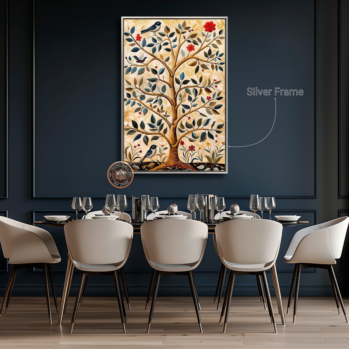 Abstract Tree Of Life With Birds And Flowers Art Print - Image 4