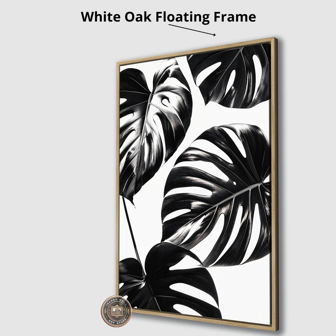 Black White Monstera Leaves Minimalist Botanical High Contrast Print - Image 4