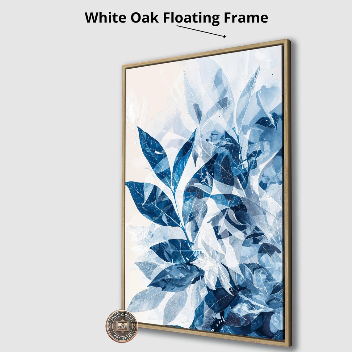 Blue Abstract Foliage Leaves Watercolor Modern Botanical Art Poster - Image 3