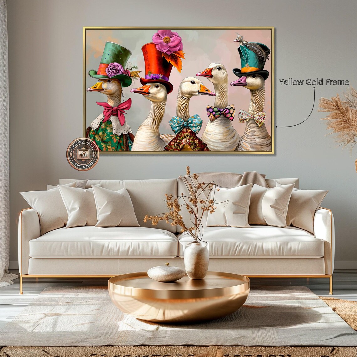 Victorian Geese In Hats, Whimsical Bird Art Print - Image 3