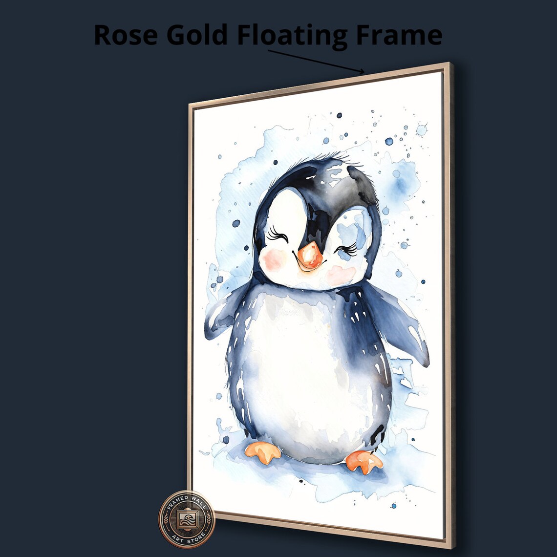 Cute Baby Penguin Watercolor Happy Nursery Animal Wall Art Poster - Image 4