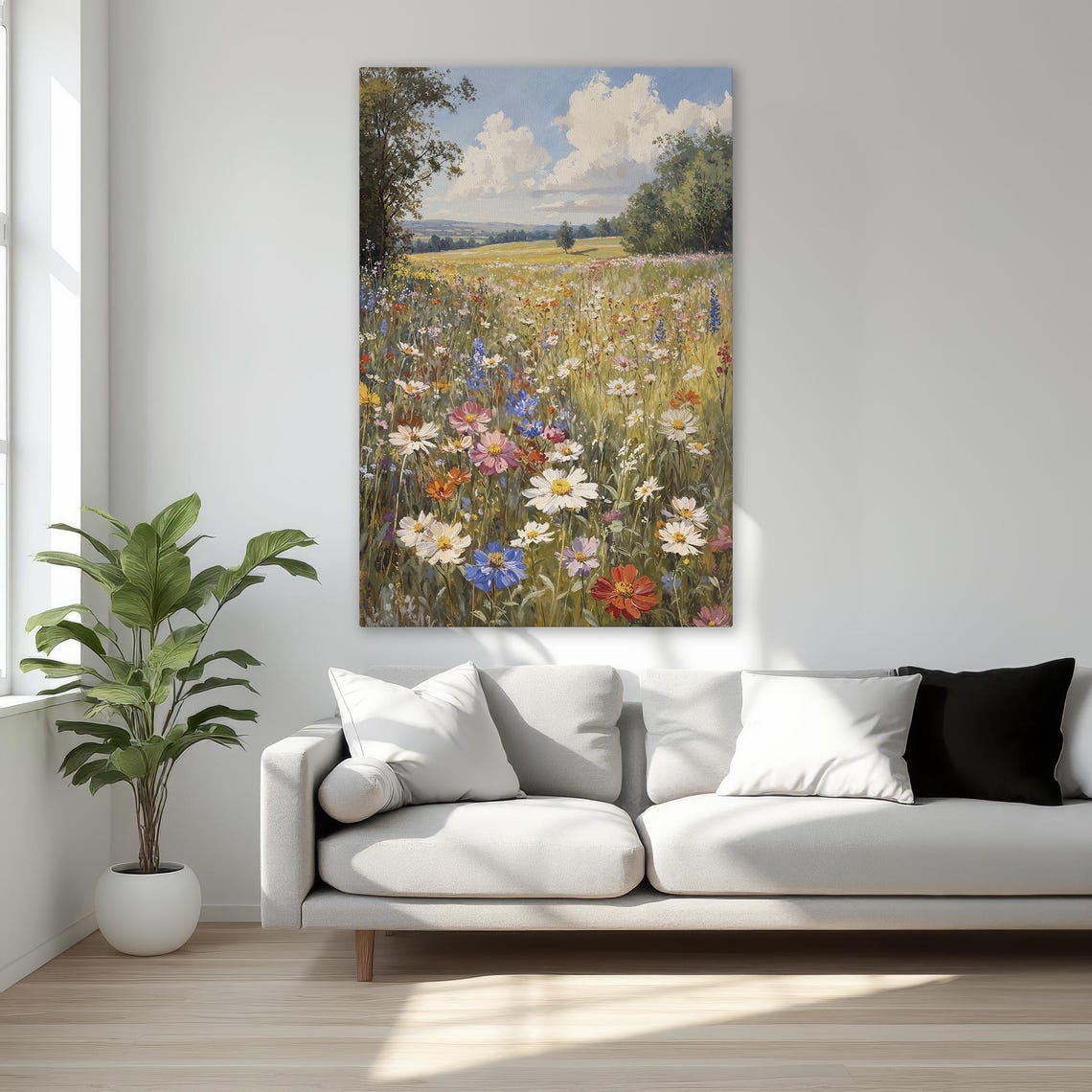 Wildflower Meadow Colorful Field Painting Summer Botanical Art Poster