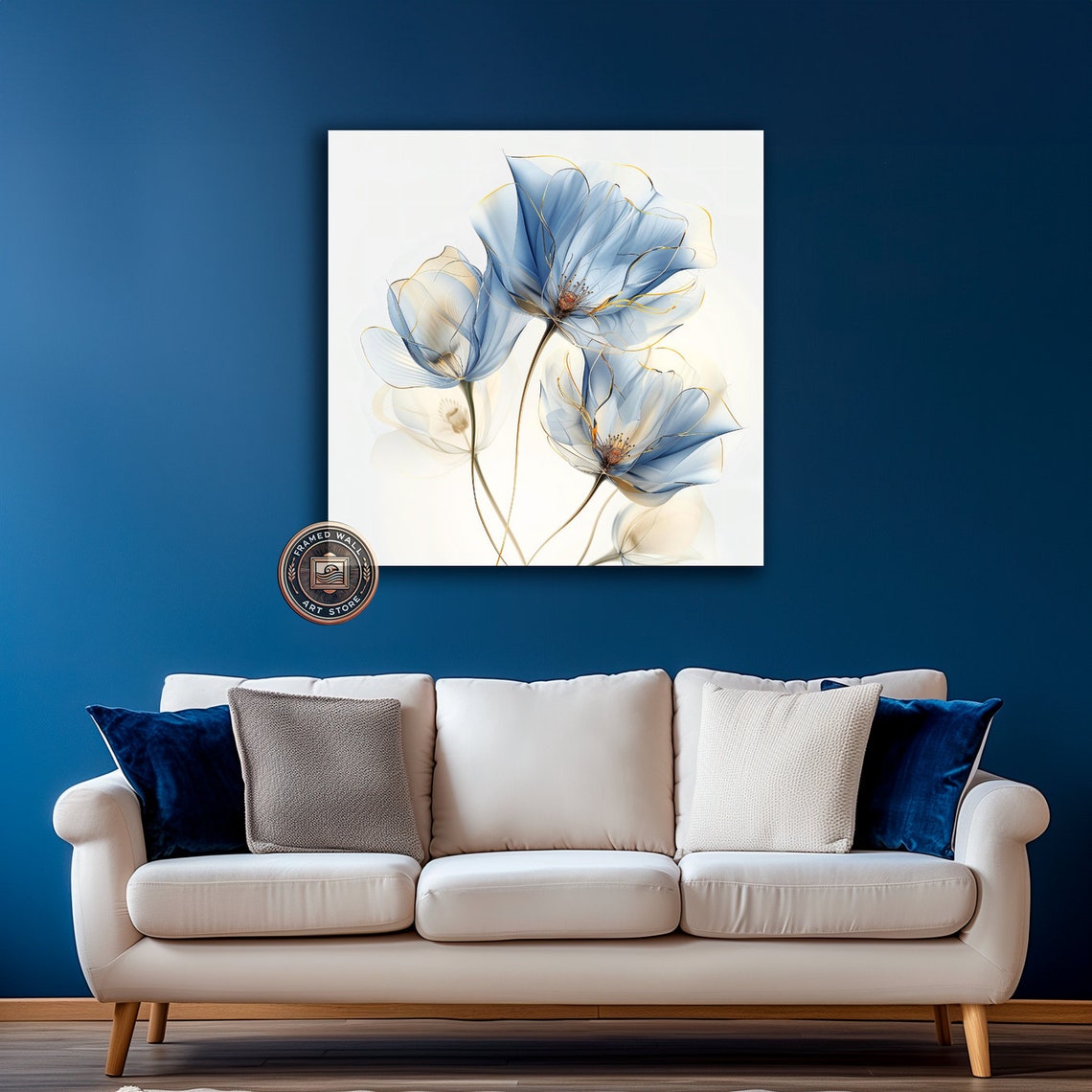 Delicate Blue Translucent Flowers With Gold Accents Botanical Poster - Image 5