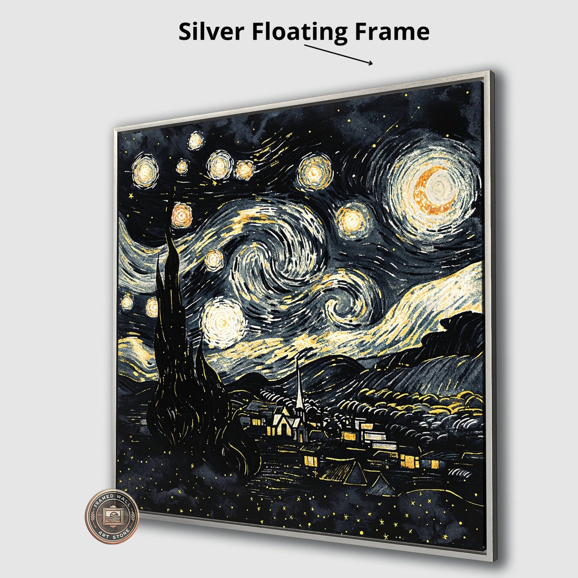 Starry Night Swirling Sky Village Van Gogh Style Dreamy Art Poster - Image 4