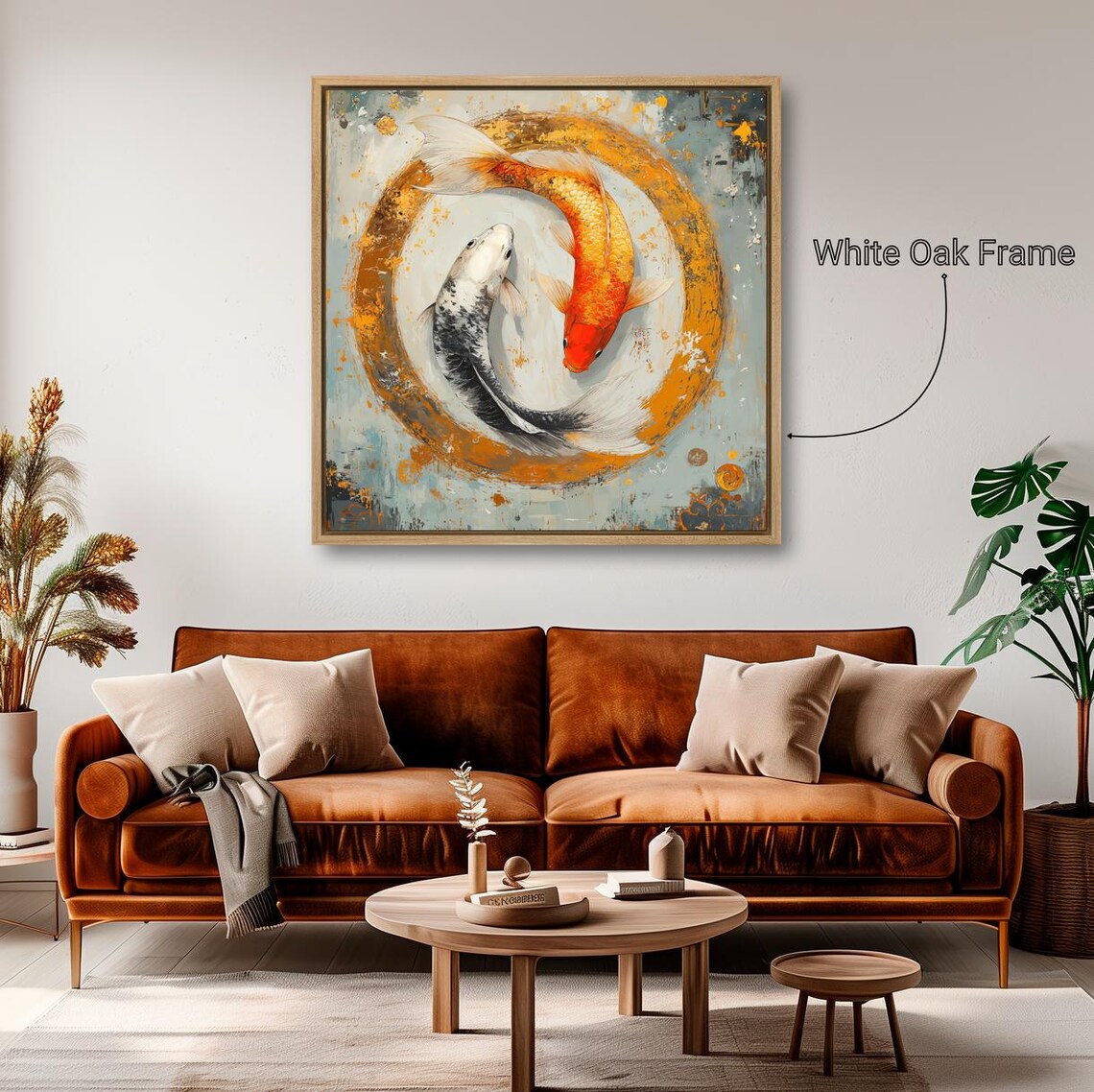 Yin Yang Koi Fish Pair Golden Circle Serene Japanese Zen Wall Art Poster - Image 5