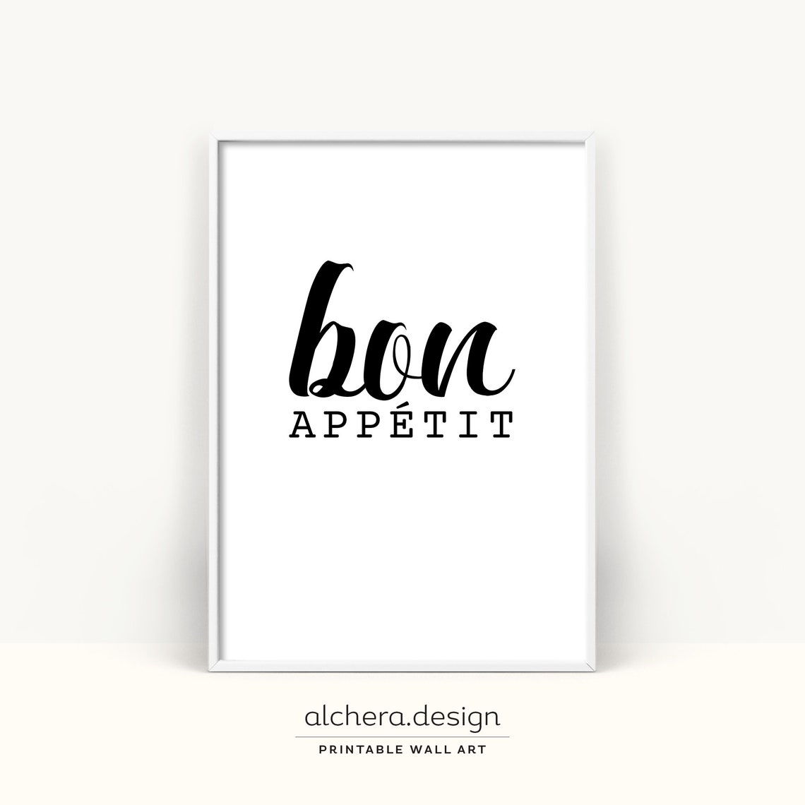 Bon Appétit Brush Script Kitchen Dining Room Black Quote Poster